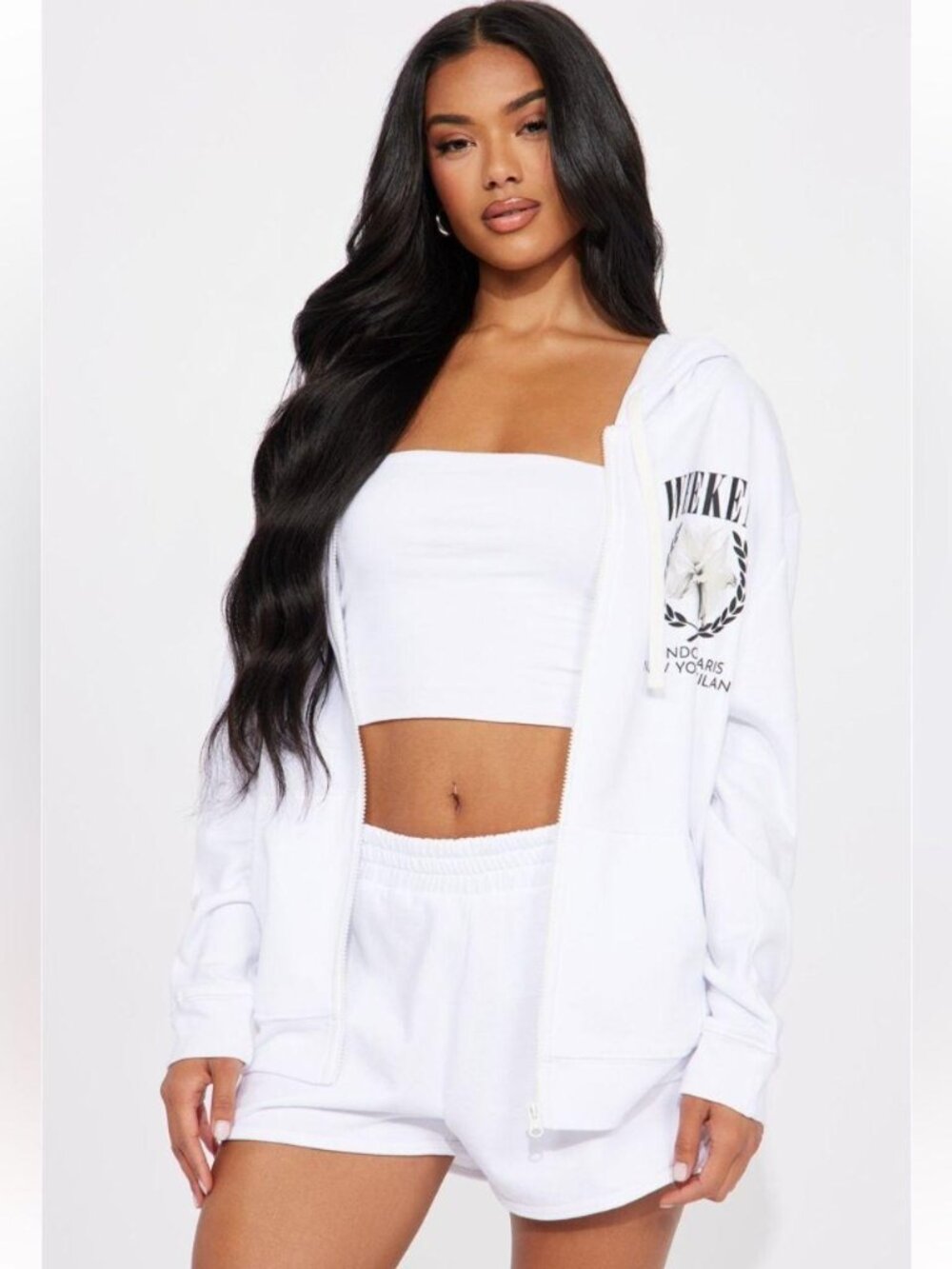Fashion Nova 2-Piece Weekend Travel Set Hoodie & Shorts Size M - Picture 2 of 8